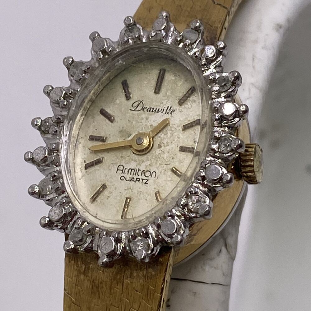 Deauville Diamond Quartz Womens Watch For Parts Repair Diamond